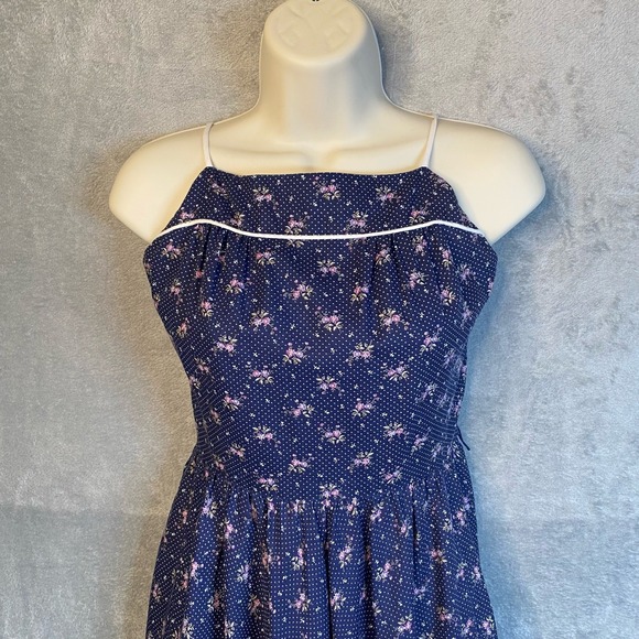 Vintage Upstairs by Dino California Midi Dress Floral Back Tie Dainty Cottage - Picture 3 of 10